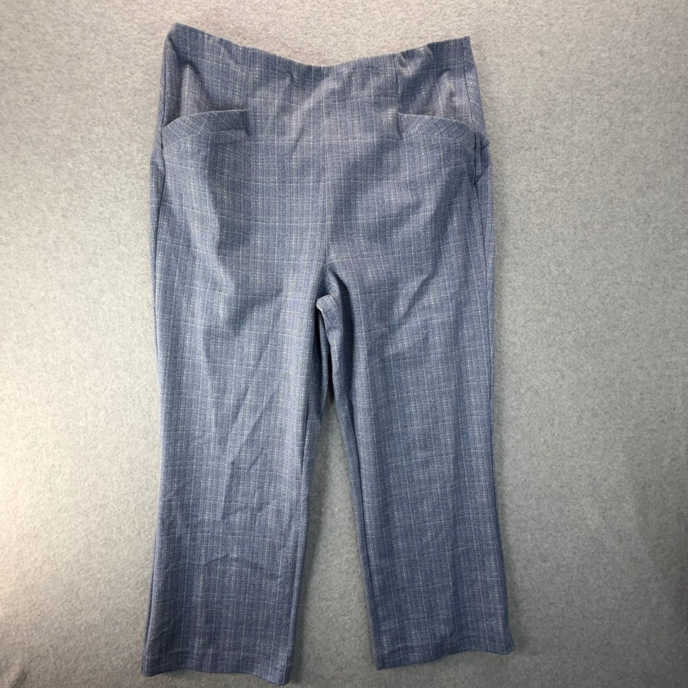 Liverpool Los Angeles Stella Kick Flare Plaid Pull On Pants Blue Grey Size 14/32